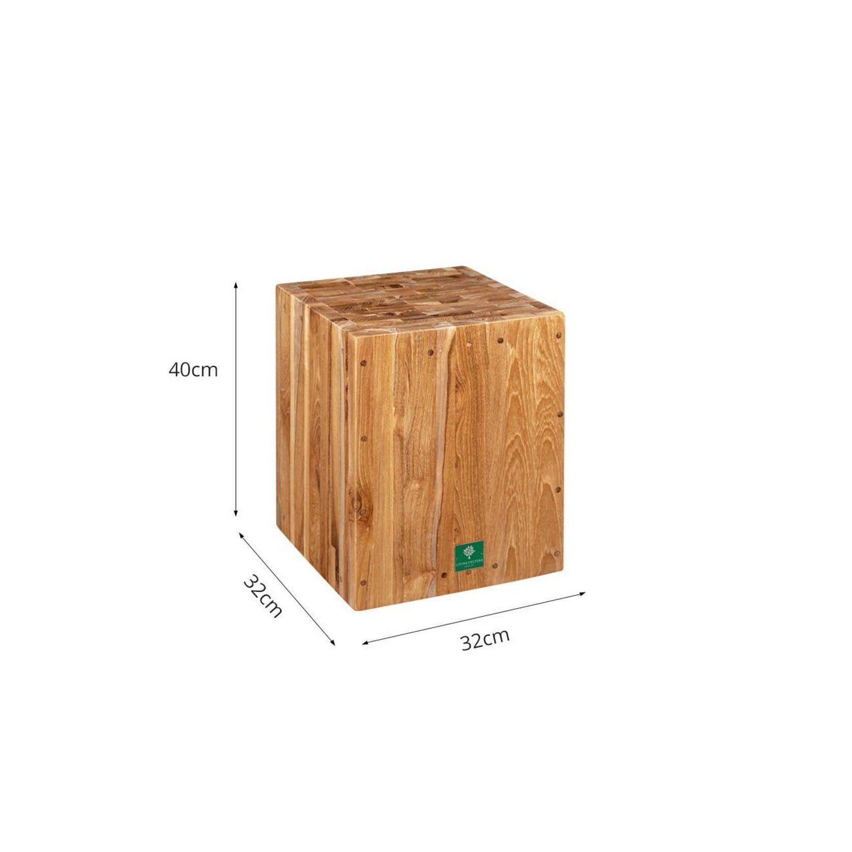 Teak Cube Stool gallery detail image