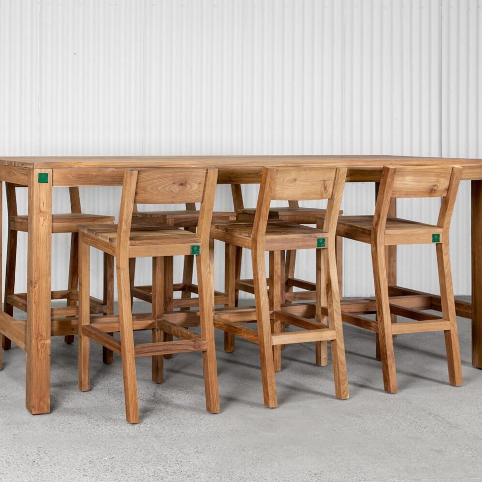 Teak Outdoor Long Bar Leaner Table 250 X 75 X 105cm gallery detail image