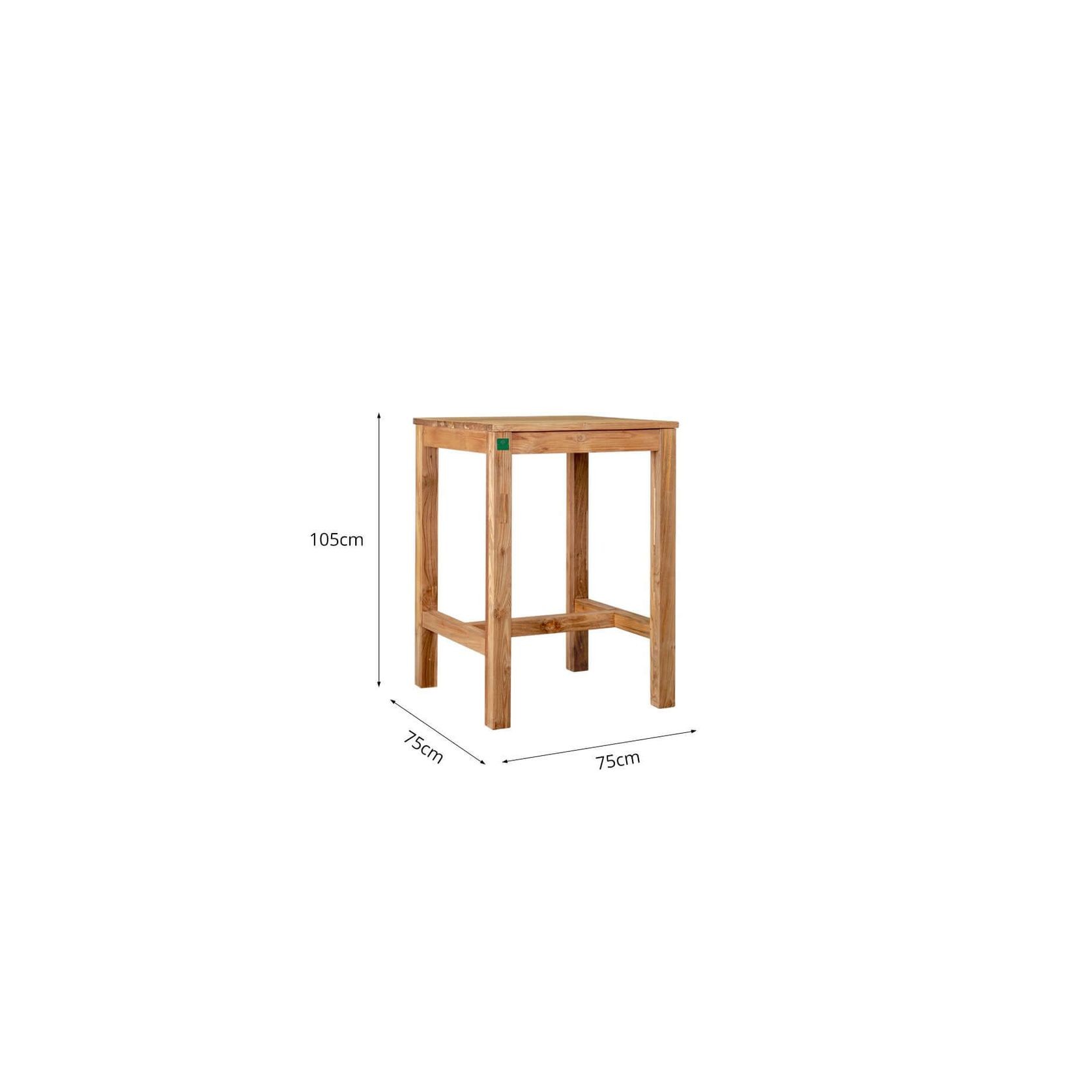 Teak Outdoor Square Bar Leaner Table 75 X 75 X 105cm gallery detail image