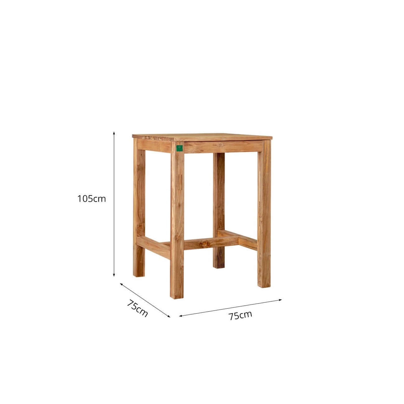 Teak Outdoor Square Bar Leaner Table 75 X 75 X 105cm gallery detail image
