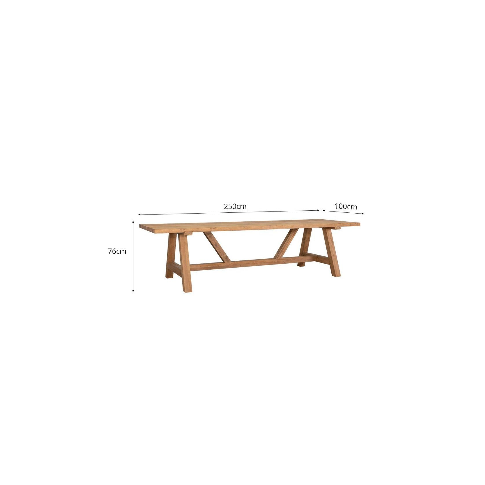 Stalwart Teak Trestle Dining Table 250cm gallery detail image