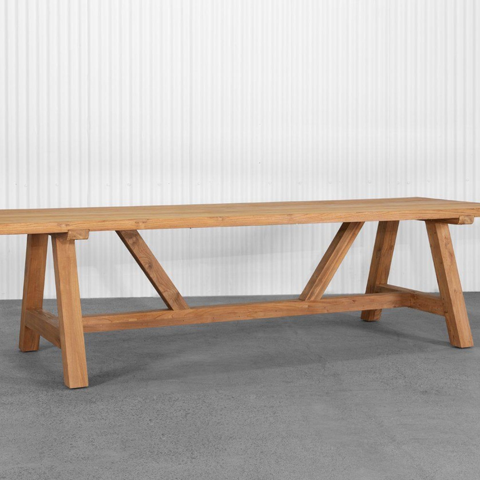 Stalwart Teak Trestle Dining Table 300cm gallery detail image