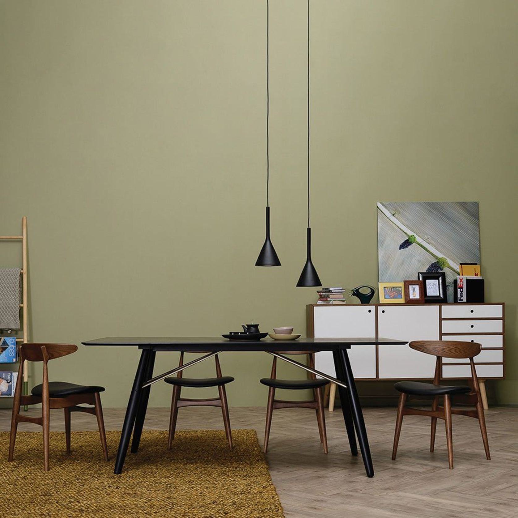 Tricia Dining Chair - Walnut + Black gallery detail image