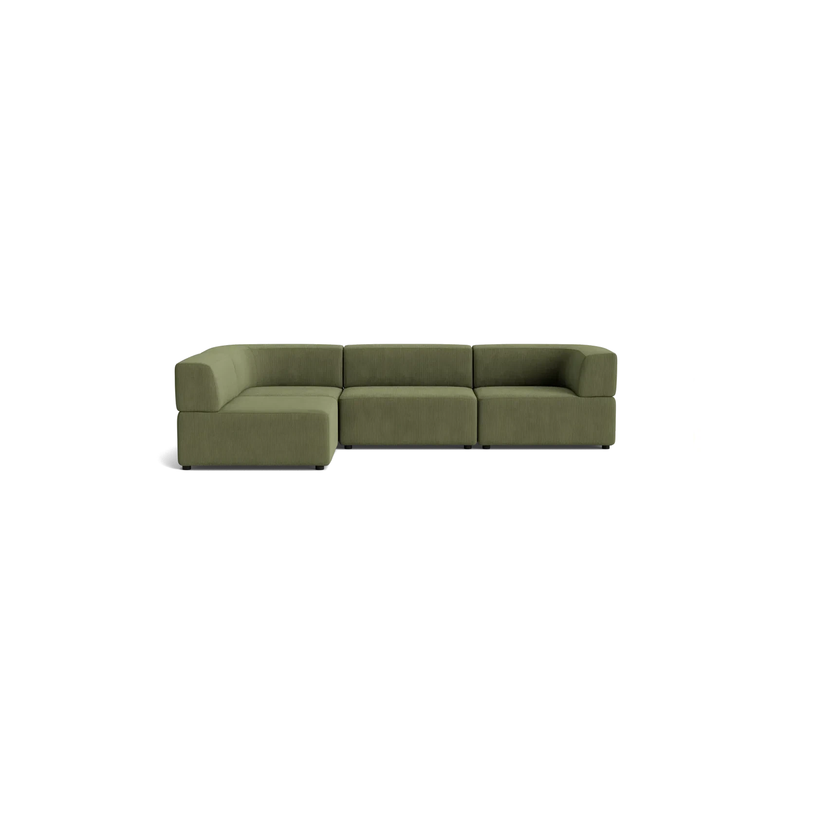 Stretch 4 Seater Open Chaise Sofa - Corduroy Forest gallery detail image
