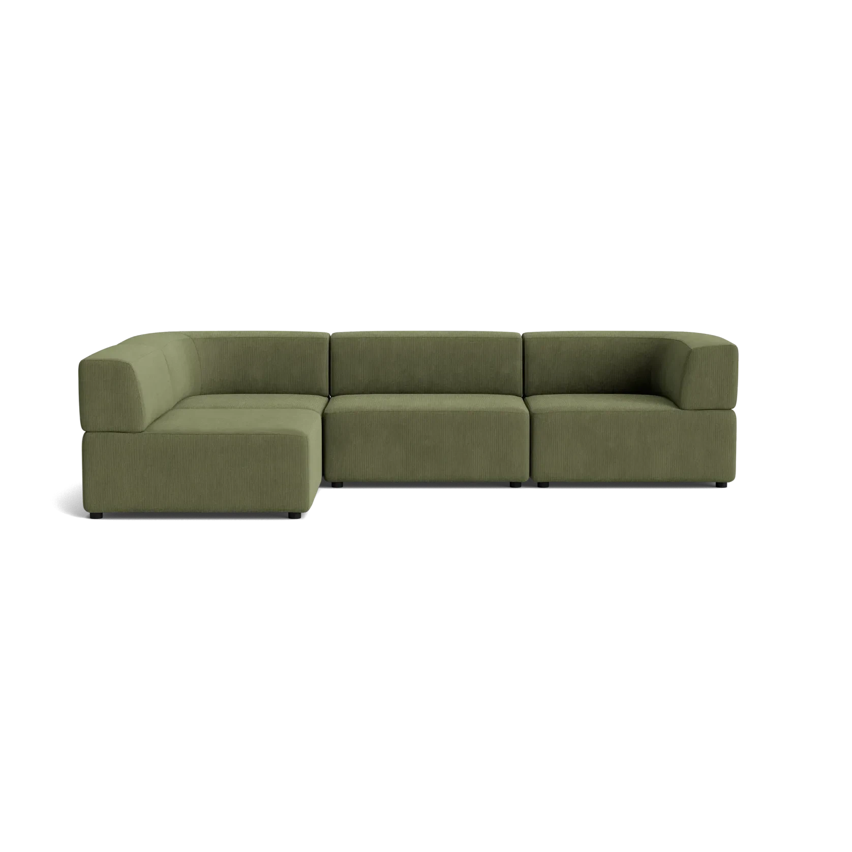 Stretch 4 Seater Open Chaise Sofa - Corduroy Forest gallery detail image