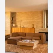 Muro 4 Seater Chaise Sofa - Fossil Chocolate gallery detail image