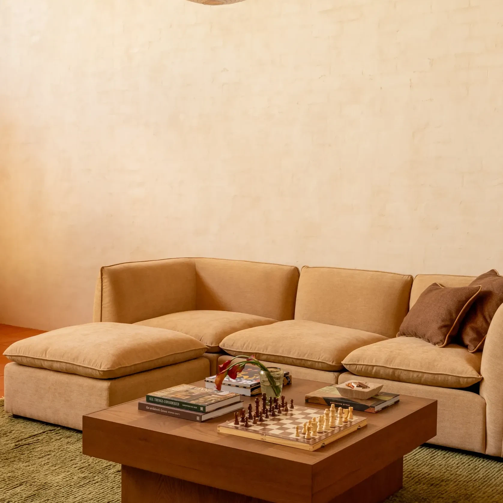 Muro 4 Seater Chaise Sofa - Silas Honey gallery detail image