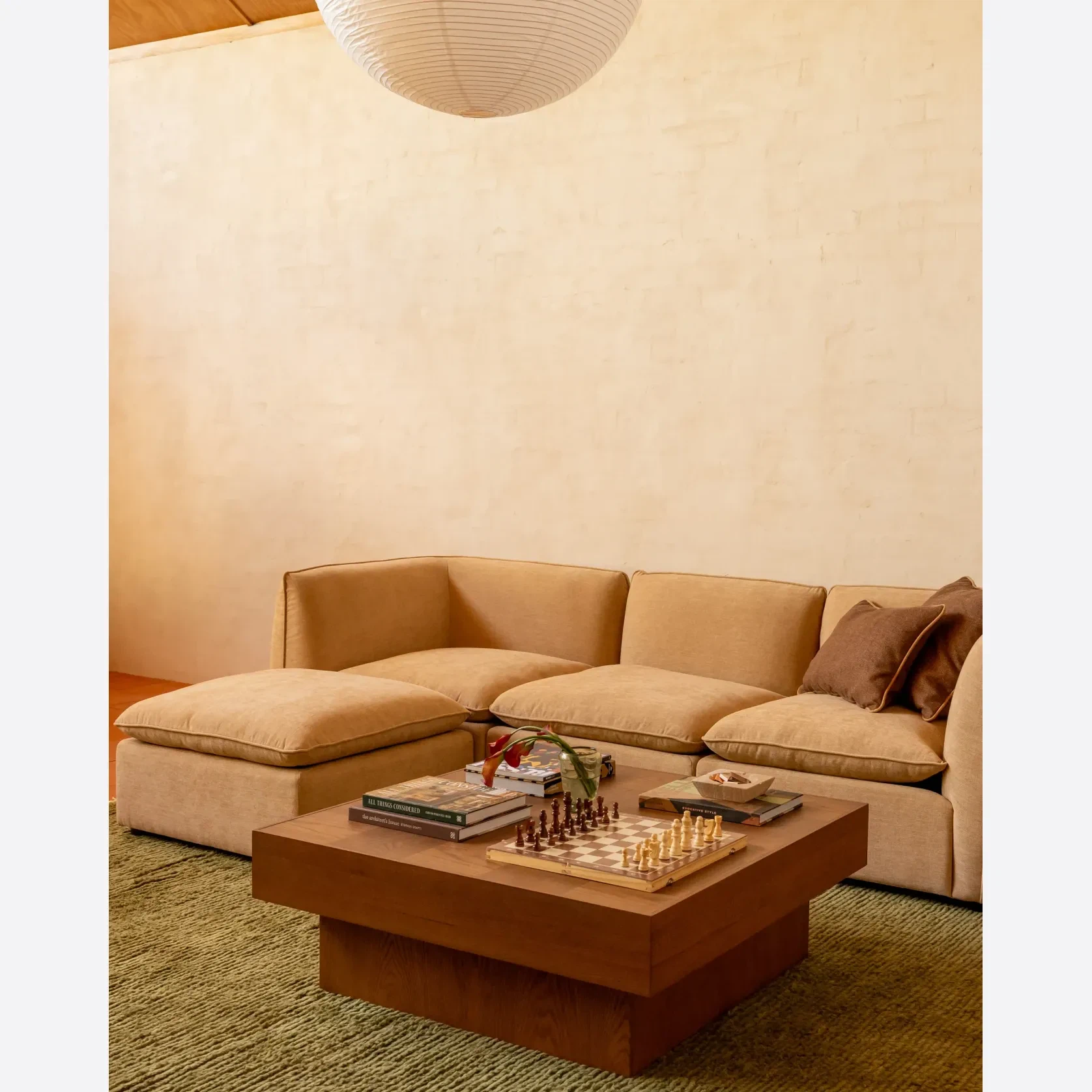 Muro 4 Seater Chaise Sofa - Silas Honey gallery detail image