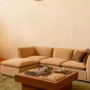 Muro 4 Seater Chaise Sofa - Silas Honey gallery detail image