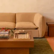 Muro 4 Seater Chaise Sofa - Silas Honey gallery detail image