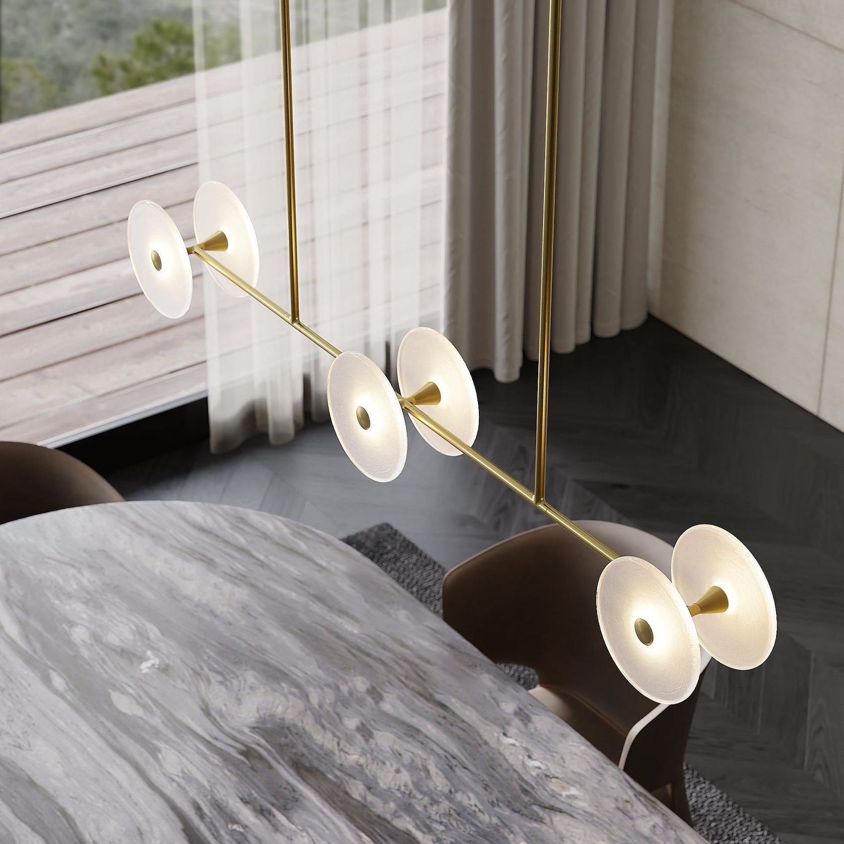 Coral Linear Rod Pendant (Six Coral Pieces) gallery detail image