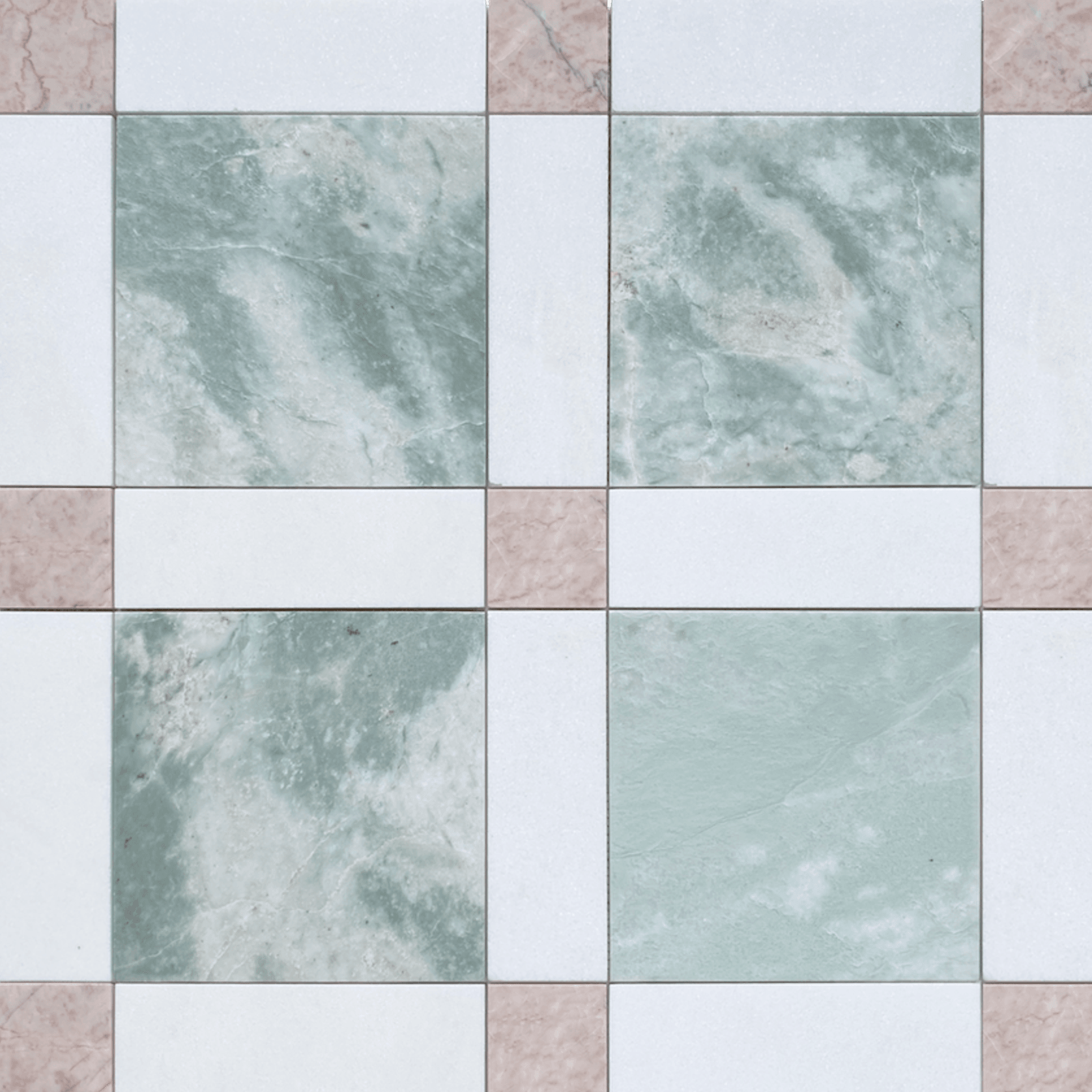 Gingham Ming Green, Rosa and Thassos Honed gallery detail image