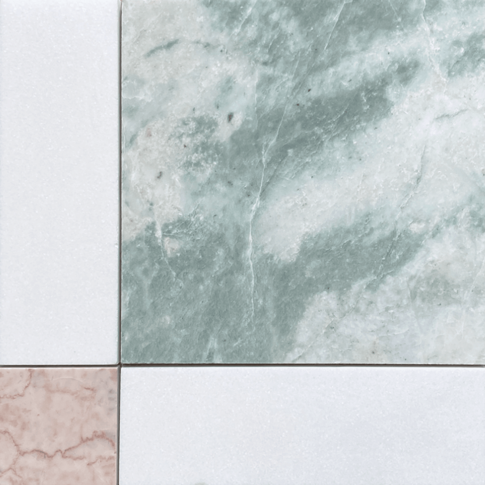 Gingham Ming Green, Rosa and Thassos Honed gallery detail image