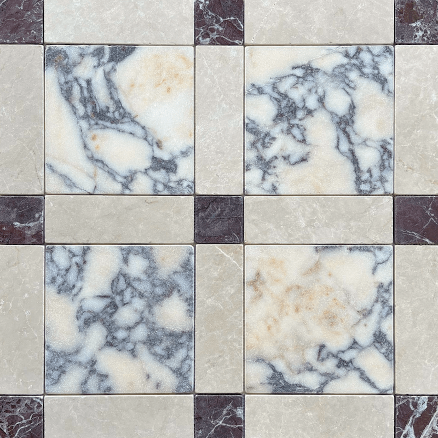 Gingham Calacatta Viola, Botticino and Rosso Levante Tumbled gallery detail image