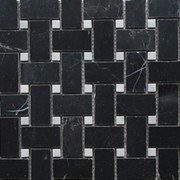 Nero Marquina Honed Basketweave With Carrar C Dot gallery detail image