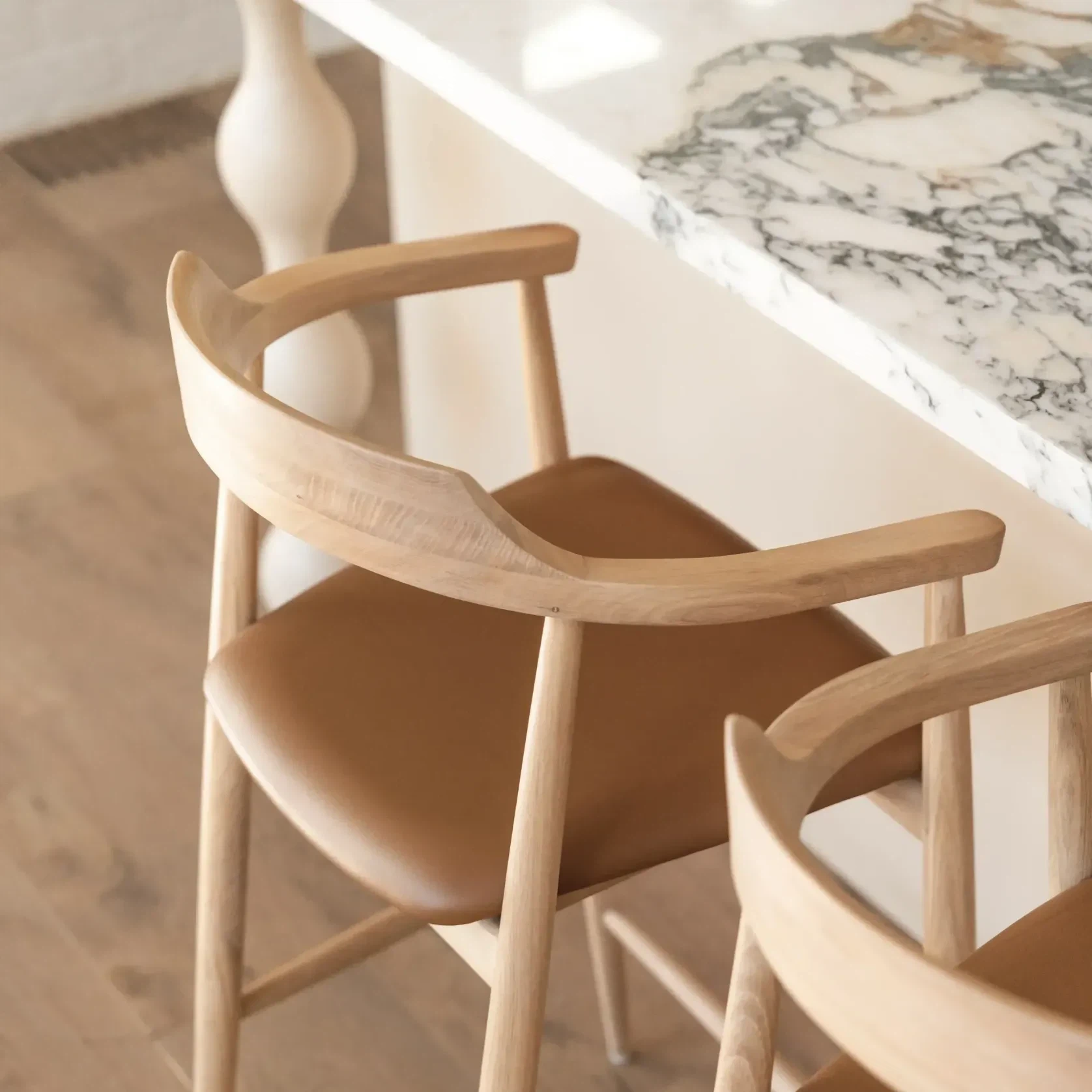Profile Bar Stool 65cm - Oak / Tan Leather gallery detail image
