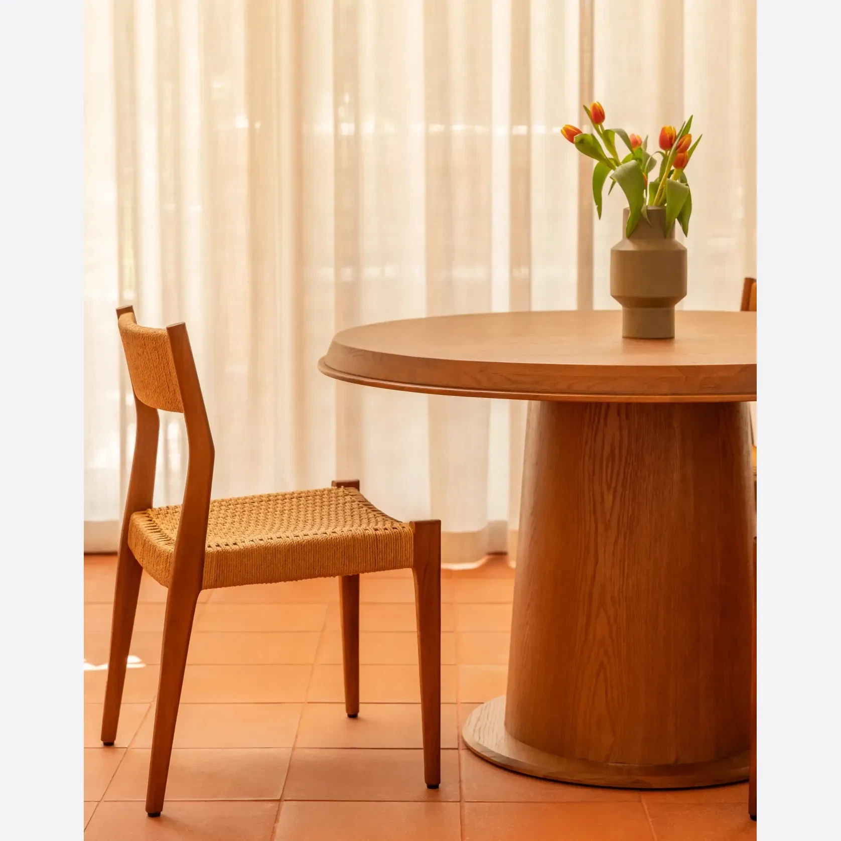 Tone Round Dining Table 120cm - Deep Oak gallery detail image