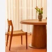 Tone Round Dining Table 120cm - Deep Oak gallery detail image