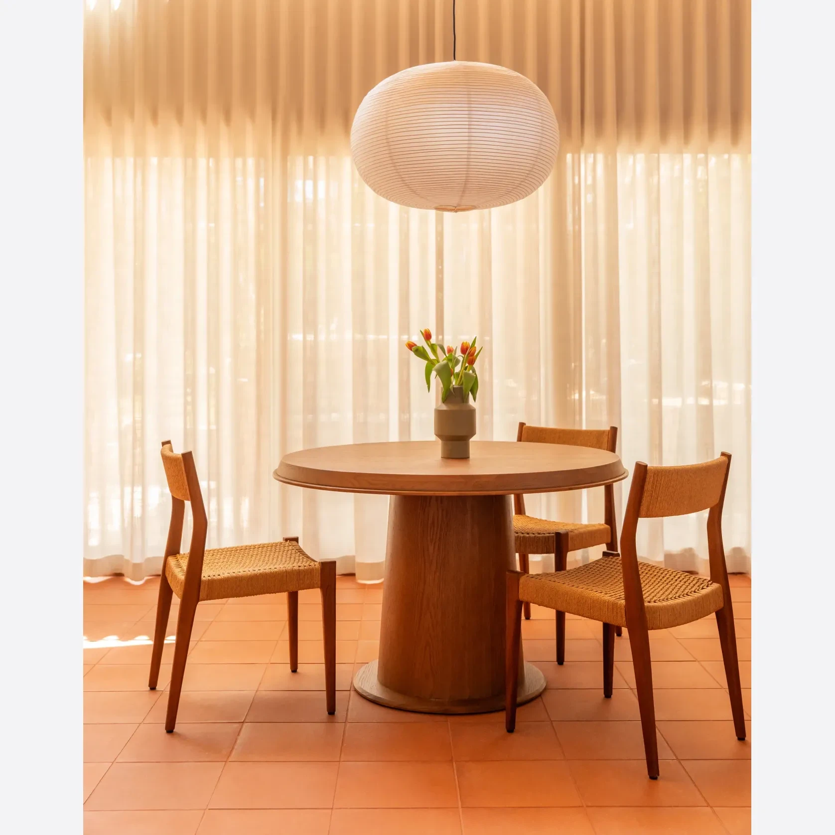 Tone Round Dining Table 120cm - Deep Oak gallery detail image