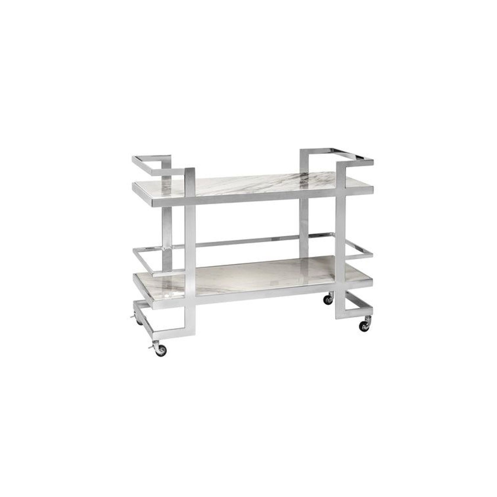 Polished Chrome Drinks Trolley with Marble gallery detail image