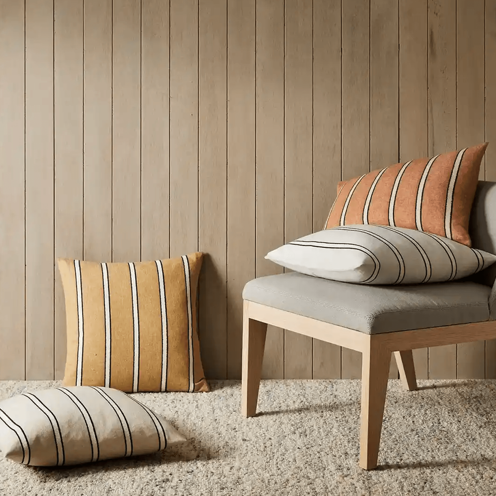 Weave Home Vinnie Striped Cushion - Terracotta | Square and Lumbar gallery detail image