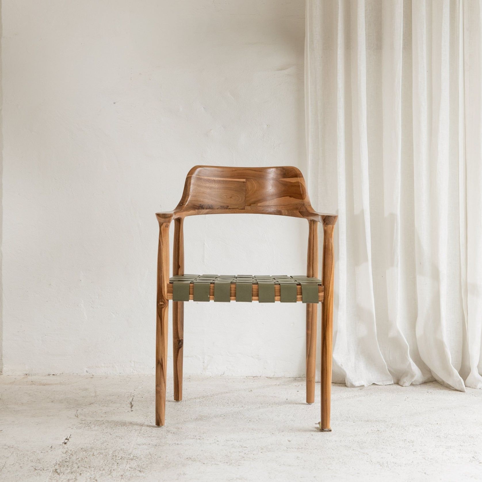 Vivica Dining Chair - Olive Leather gallery detail image