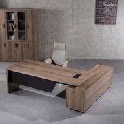 BALDER Executive Desk with Left Return 1.8-2.0M - Warm Oak & Black gallery detail image