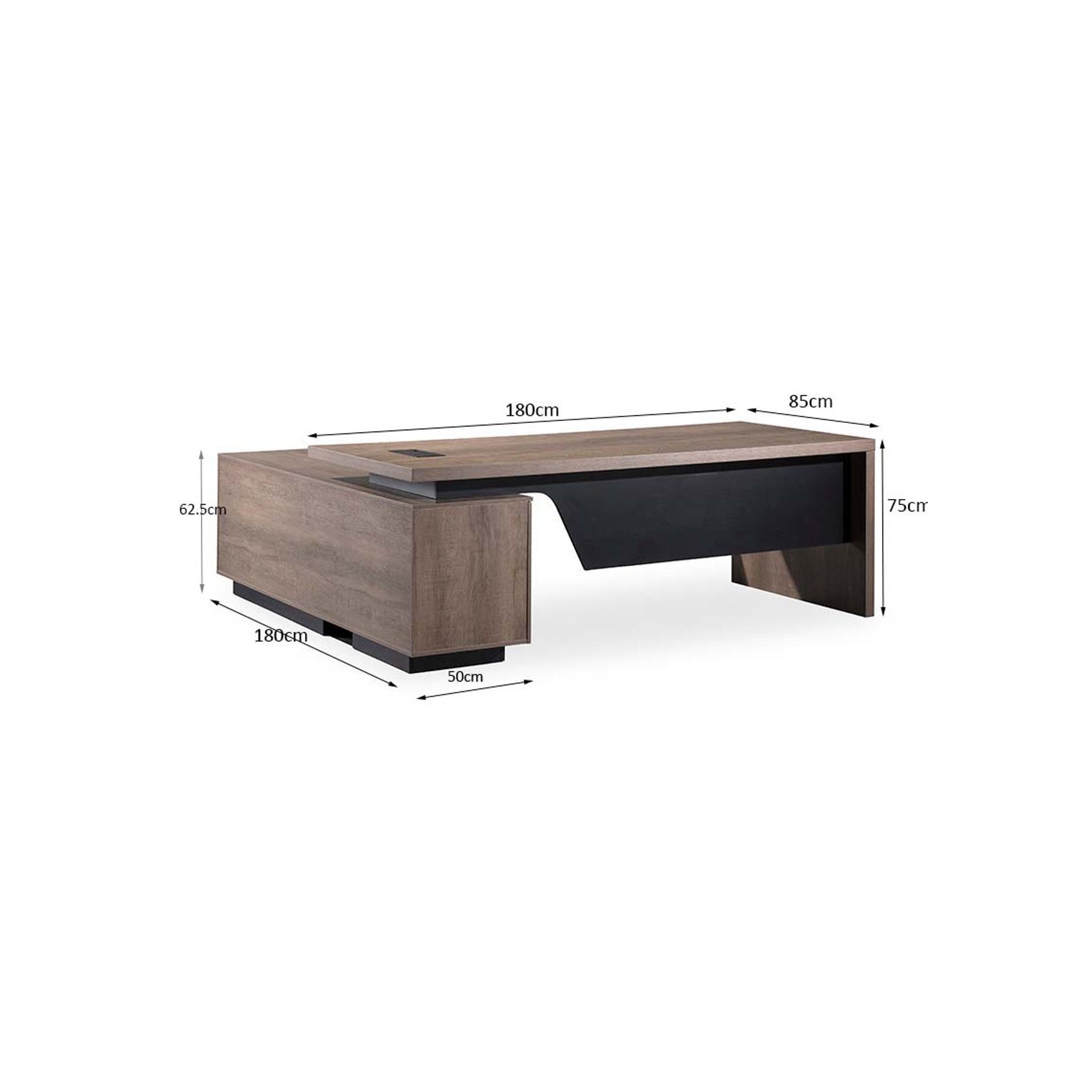 BALDER Executive Desk with Right Return 1.8-2.0M - Warm Oak & Black gallery detail image