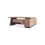 SUTTON Executive Desk with Left Return 180-200cm - Warm Oak & Black gallery detail image