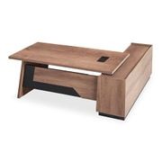 SUTTON Executive Desk with Left Return 180-200cm - Warm Oak & Black gallery detail image