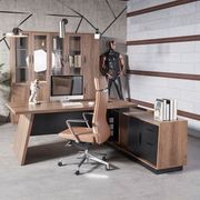 SUTTON Executive Desk with Right Return 1.8M - 2.0M - Warm Oak & Black gallery detail image