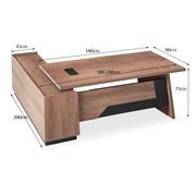 SUTTON Executive Desk with Left Return 180-200cm - Warm Oak & Black gallery detail image