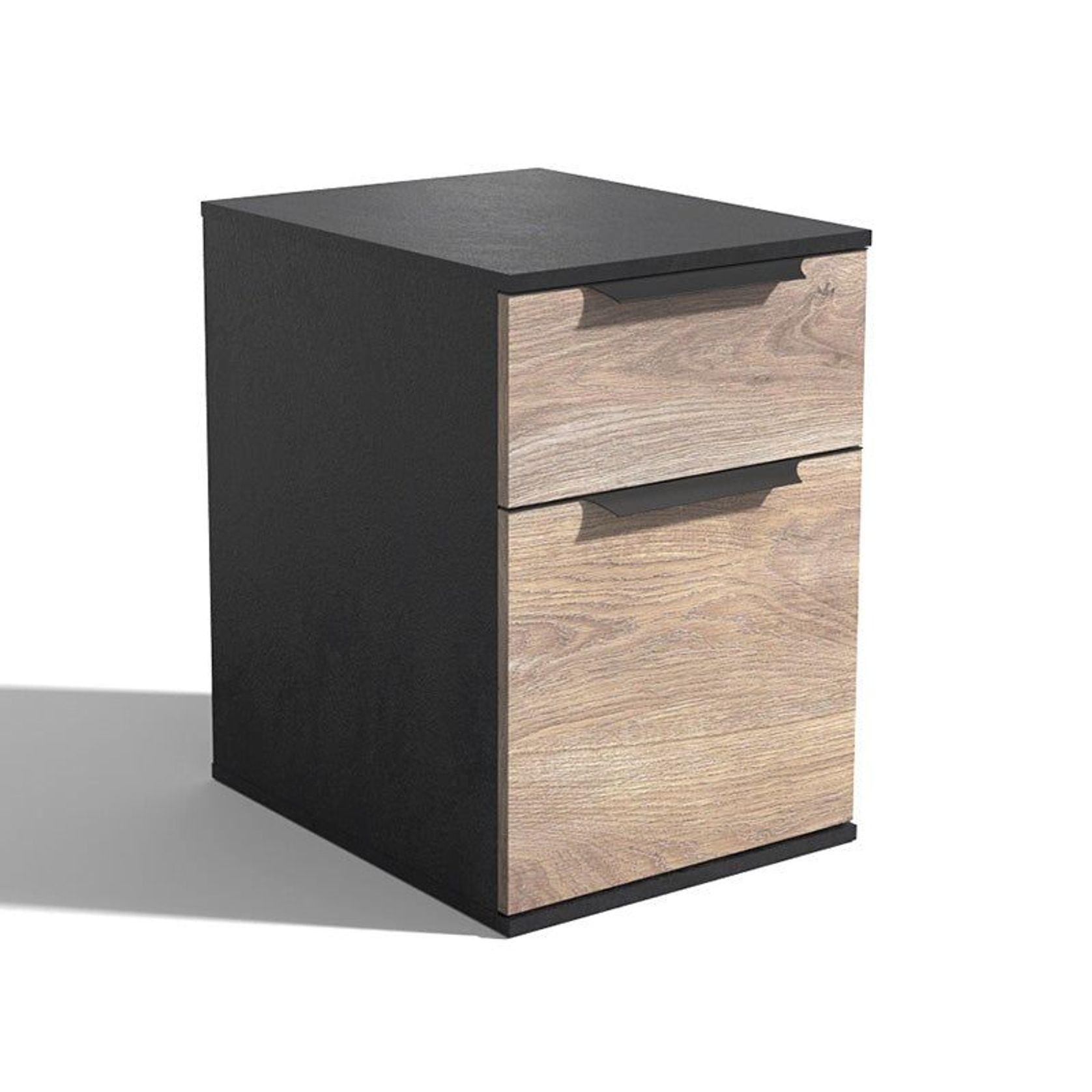 TRIBECA 2 Drawer Filing Cabinet - Warm Oak & Black gallery detail image