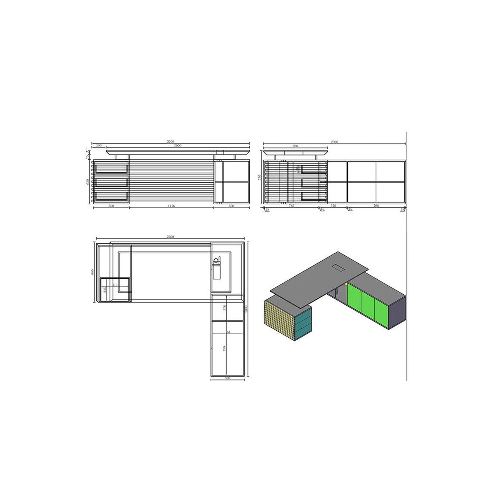 PHOENIX Sit & Stand Electric Lift Executive Desk with Right Return 2.2M - Warm Oak & Black gallery detail image