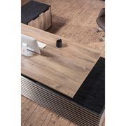 PHOENIX 2.0 - Sit Stand Electric Lift Executive Desk with Right Return 2.8m - Warm Oak & Black gallery detail image