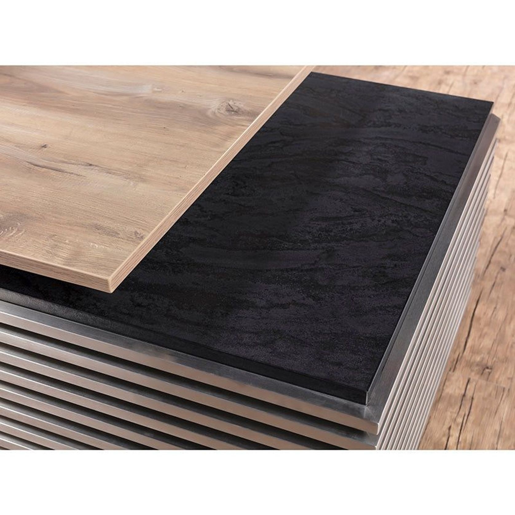 PHOENIX Executive Desk with Right Return 2.8M - Warm Oak & Black gallery detail image