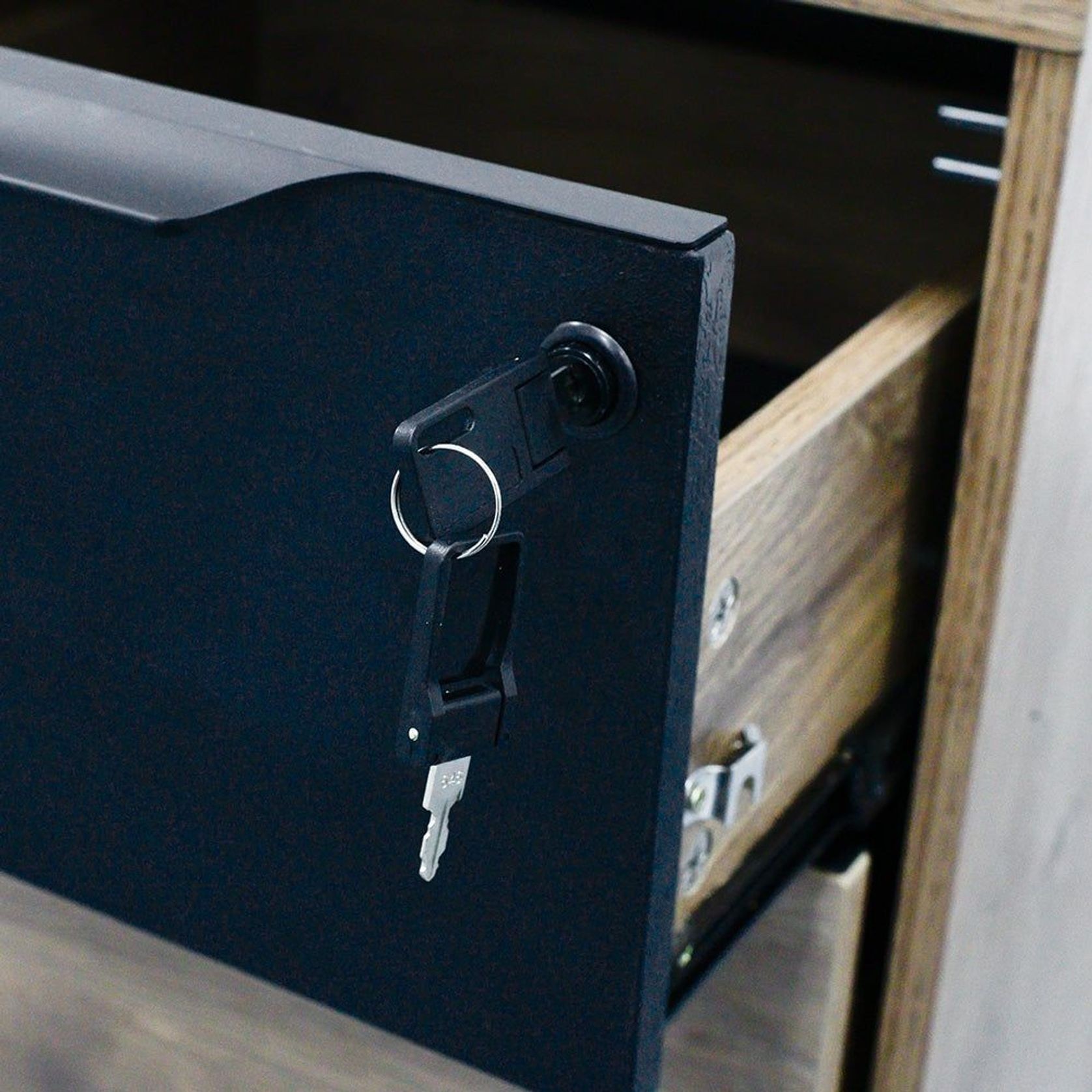 Daxton Mobile Cabinet 41cm - Warm Oak & Black gallery detail image