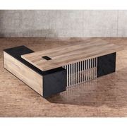 DAXTON Executive Desk with Right Return 2.4M - Warm Oak & Black gallery detail image