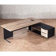 DAXTON Executive Desk with Right Return 2.4M - Warm Oak & Black gallery detail image
