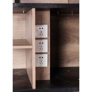 EASTON Executive Desk with Left Return 2.2-2.4m - Warm Oak & Black gallery detail image
