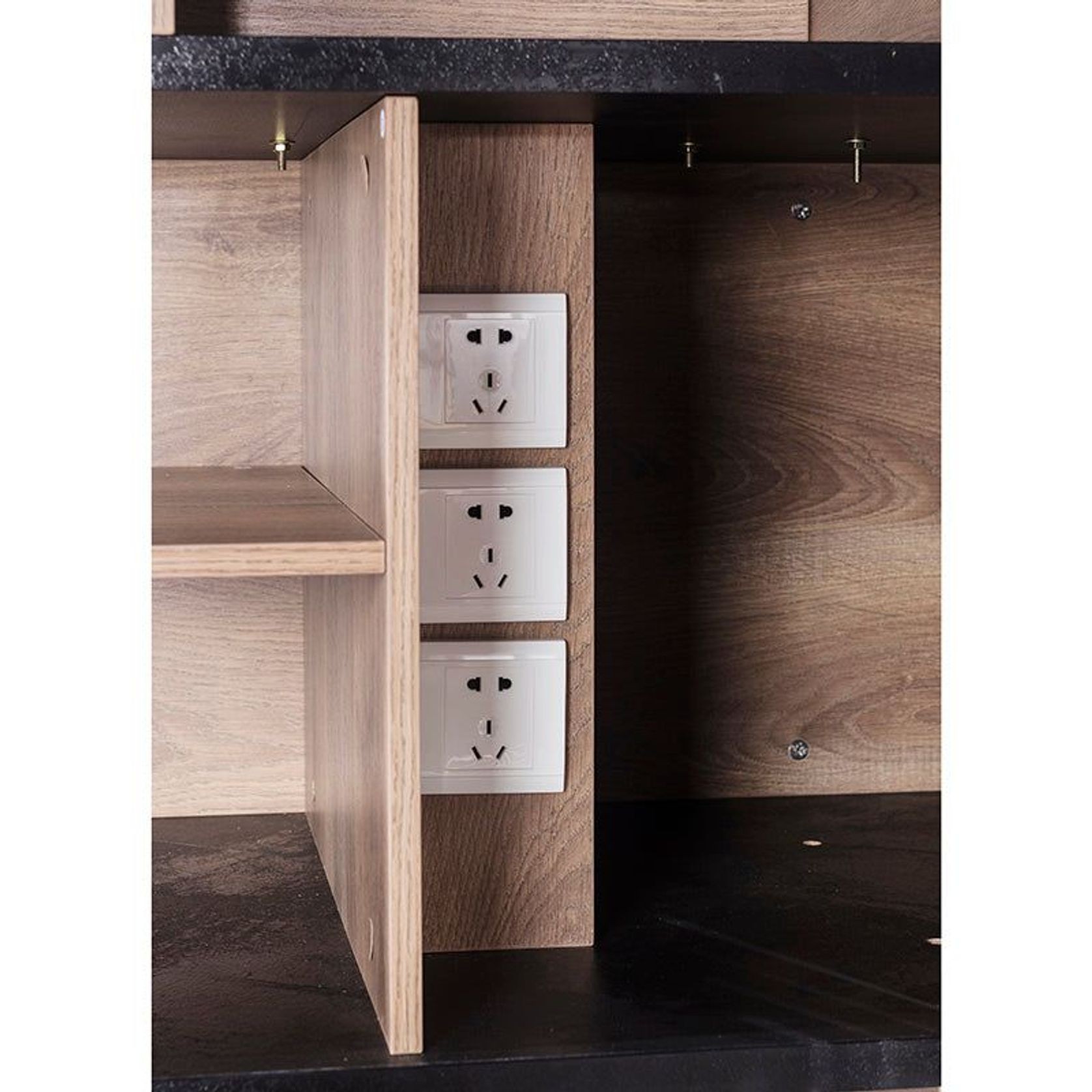 DAXTON Executive Desk with Right Return 2.4M - Warm Oak & Black gallery detail image