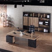 DAXTON Executive Desk with Right Return 2.4M - Warm Oak & Black gallery detail image