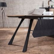 EASTON Executive Desk with Left Return 2.2-2.4m - Warm Oak & Black gallery detail image