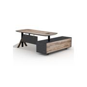 EASTON Sit Stand Electric Lift Executive Desk with Left Return 2.2m - Warm Oak & Black gallery detail image