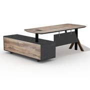 EASTON Sit Stand Electric Lift Executive Desk with Right Return 2.2M - Warm Oak & Black gallery detail image