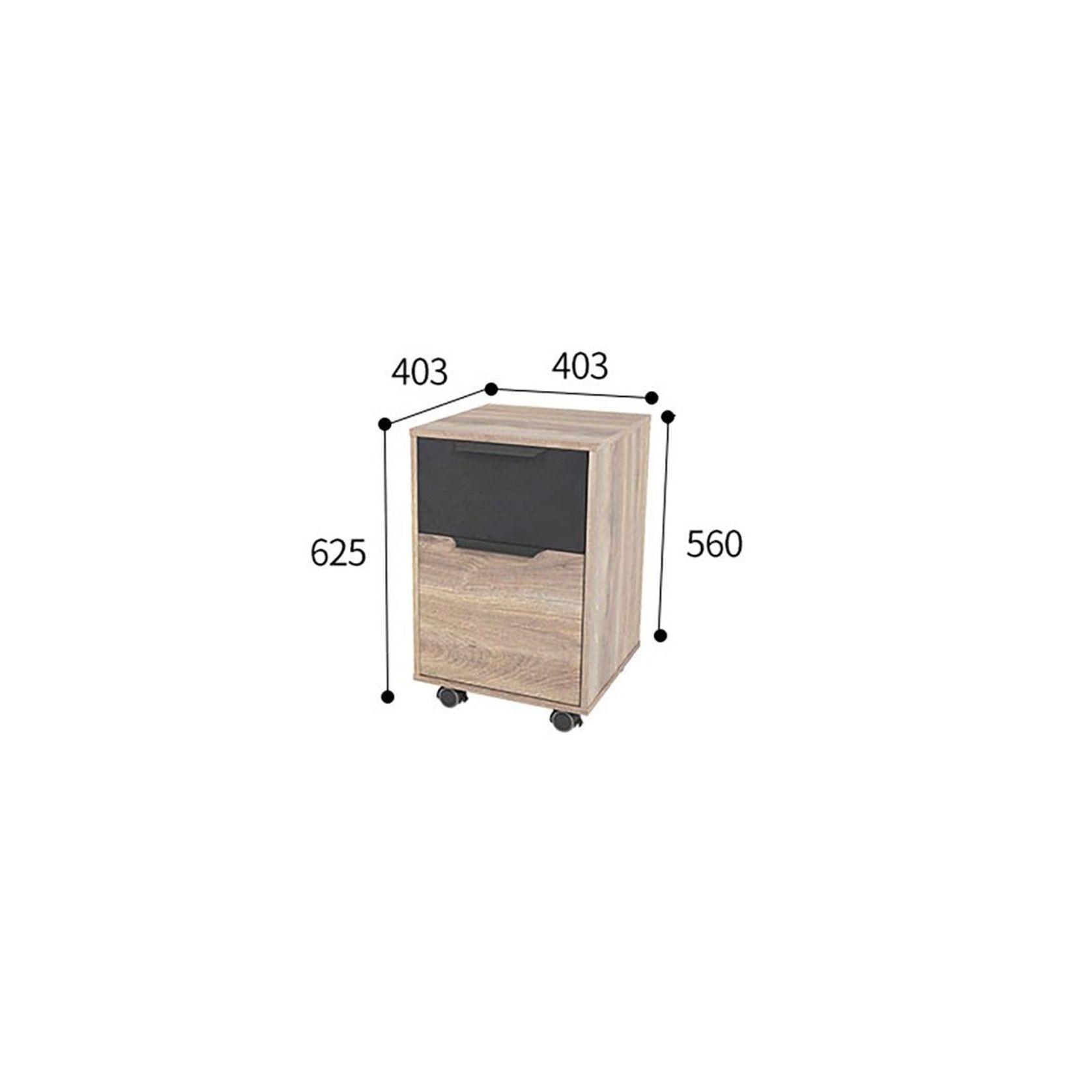 Daxton Mobile Cabinet 41cm - Warm Oak & Black gallery detail image