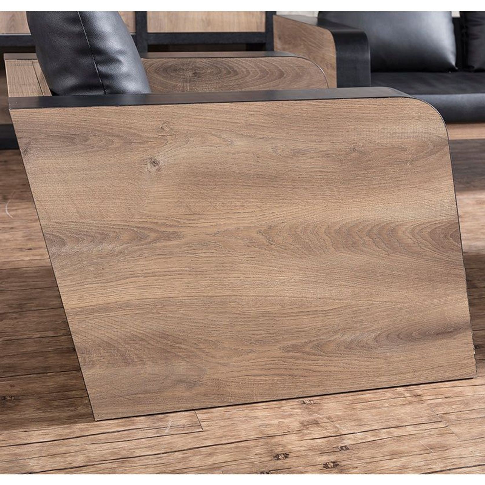 FRANCO Single Seater Sofa - Warm Oak & Black gallery detail image