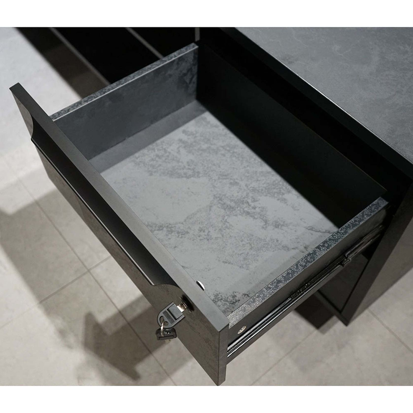 DAXTON Black Executive Desk with Right Return 2.4M - Black Concrete gallery detail image