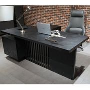 DAXTON Black Executive Desk with Right Return 2.4M - Black Concrete gallery detail image