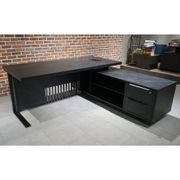 DAXTON Black Executive Desk with Right Return 2.4M - Black Concrete gallery detail image